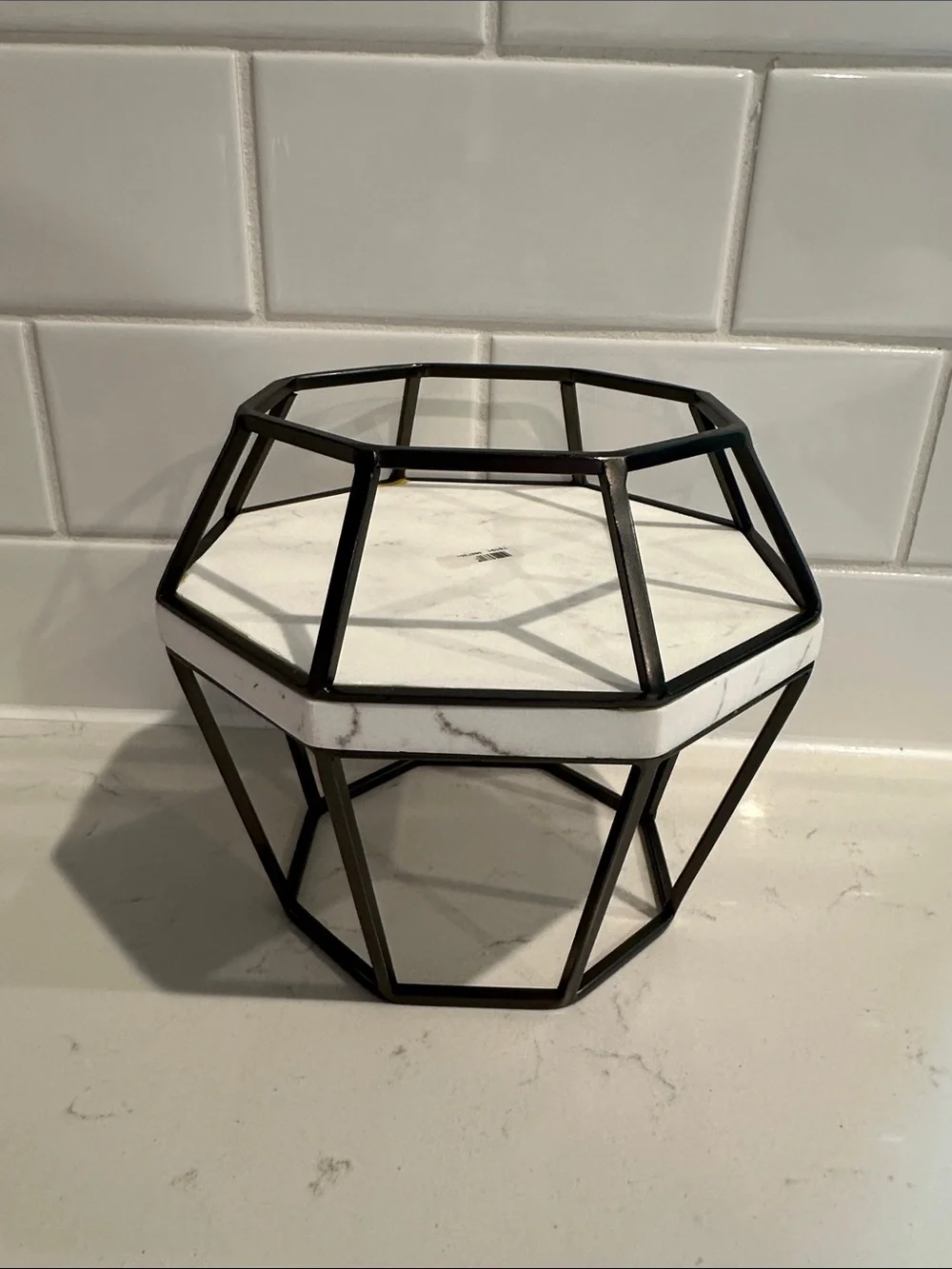 Bath & Body Works Marble Hexagonal Candle Holder in White and Black